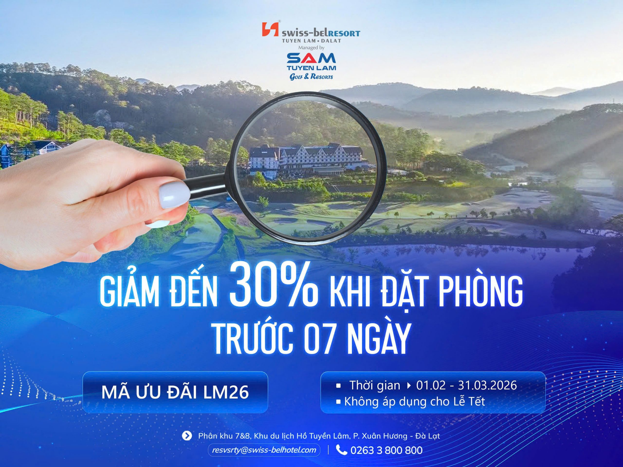 🔔 Đặt Phòng Trước 7 Ngày – Giảm Ngay Đến 30% tại Swiss-Belresort Tuyền Lâm – Đà Lạt